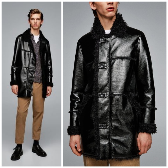 Zara Other - NWOT, Zara Man, Black Shiny Faux Leather Jacket